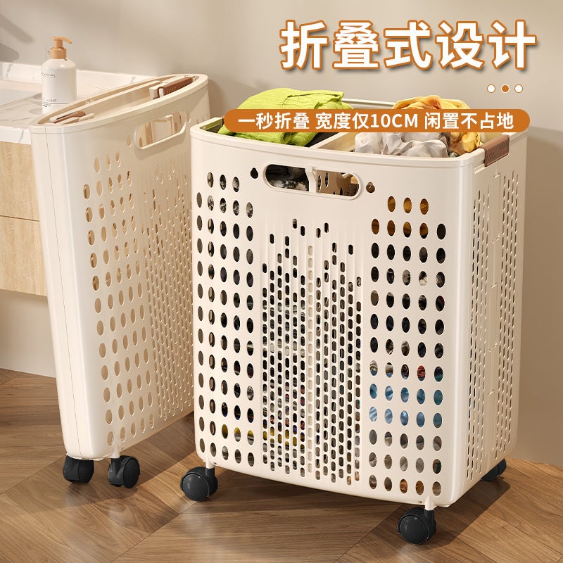 Pulled Household Large Capacity Folding Dirty Clothes Basket Baffle Dirty Clothes Basket Stackable Large Space Pulled Storage Basket - Image 2